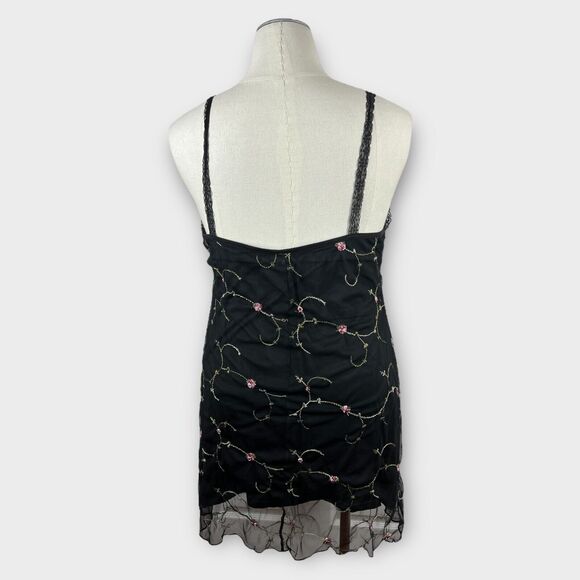 Shein Curve 3XL Black Mesh Floral Overlay Gothic Mini Dress 90s inspired - Picture 4 of 8